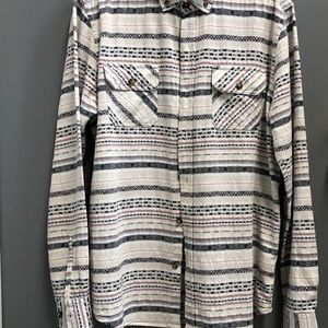 Kolby Men’s Button Down Shirt, Sz L, White/Blue/Red